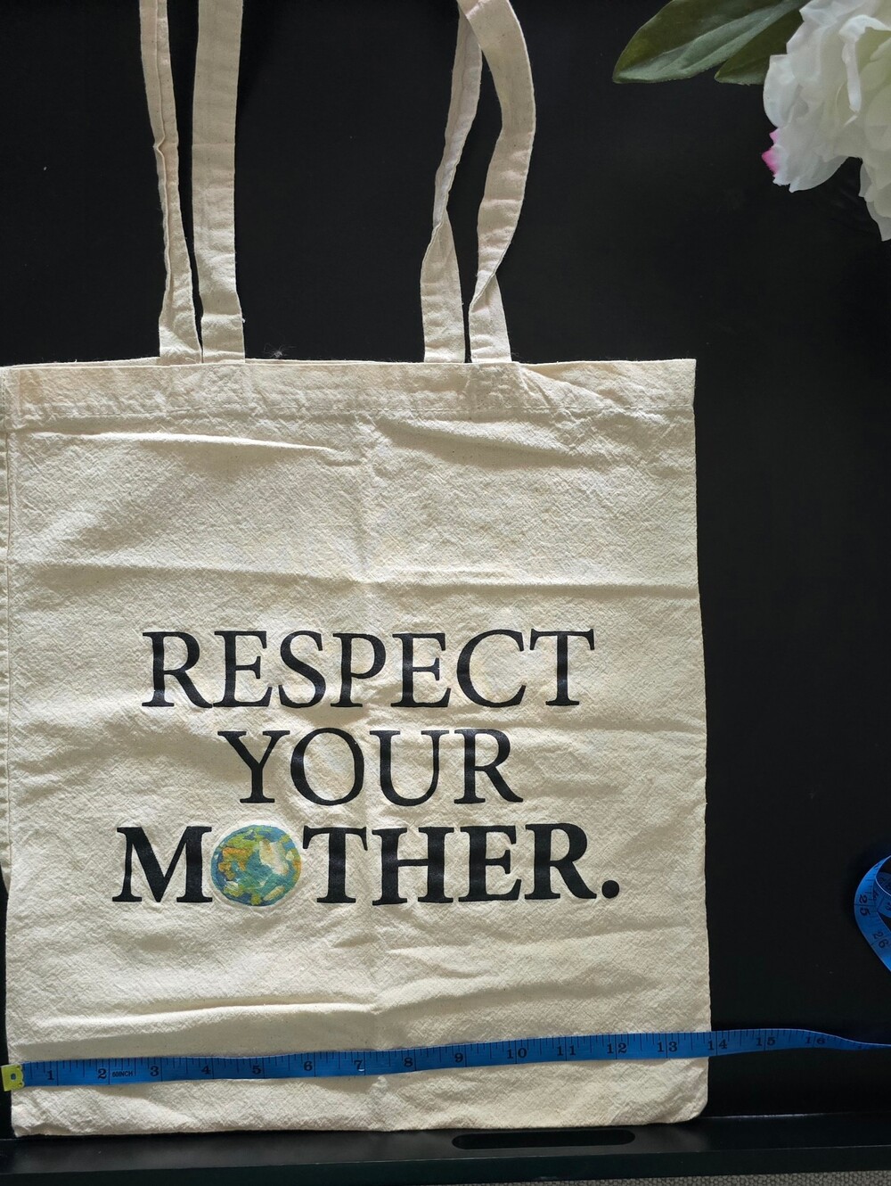 Canvas Tote Bag - Respect Your Mother Earth Print - Natural